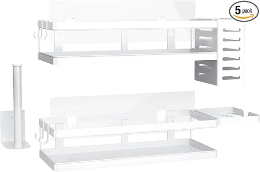 PUSDON Metal Wall Hanging Basket 2 Packs DIY Suitable for Multiple Scenes - Middle White Guardrail Suit