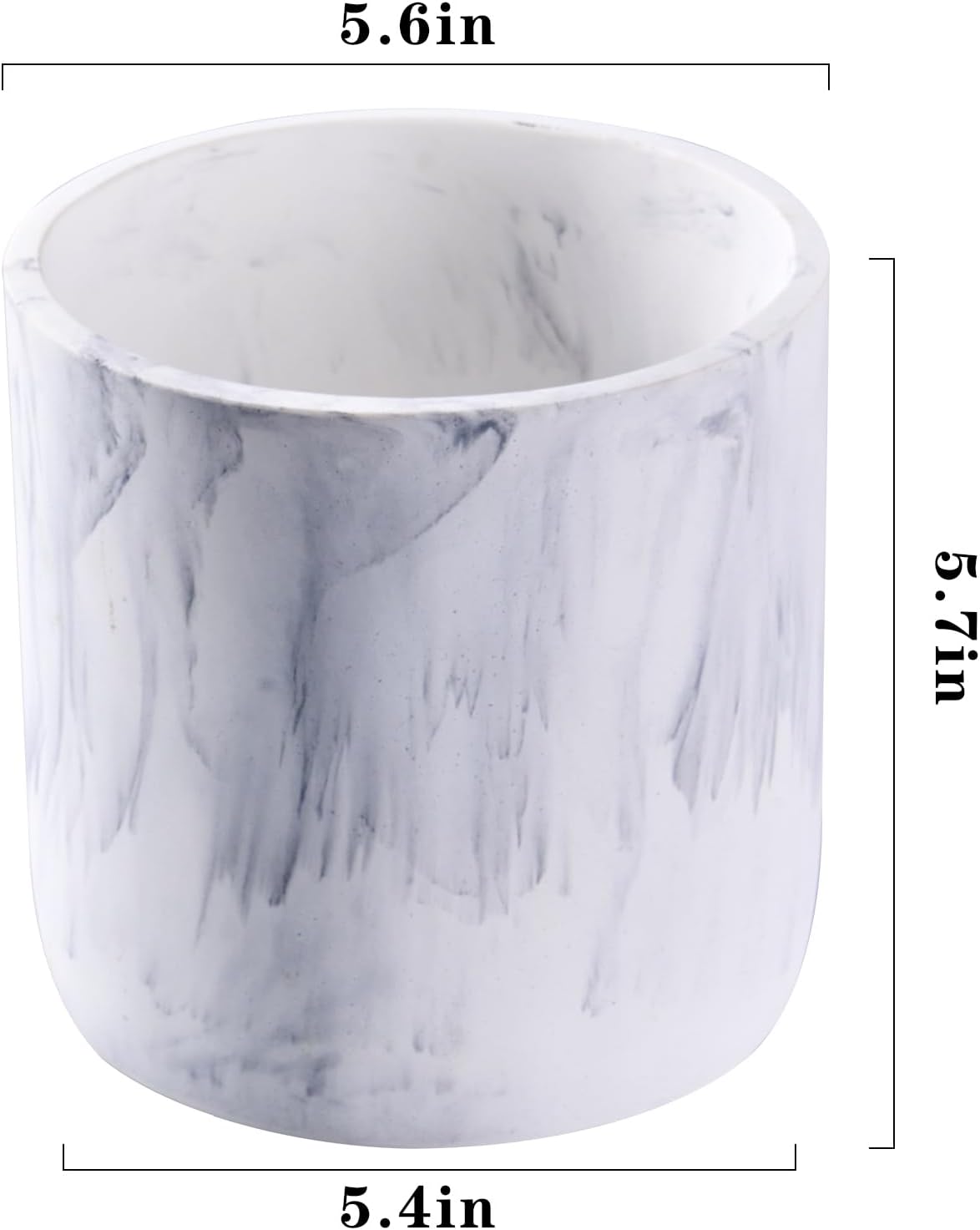 Ekirlin 6 Inch Resin Plant Pot Indoor - Natural Marble Texture Garden Planter with Drainage Hole, Removable Rubber Stopper and Non-Slip Soft Pad, Modern Succulents Containers for Home, Outdoor-VerdiqueGarden