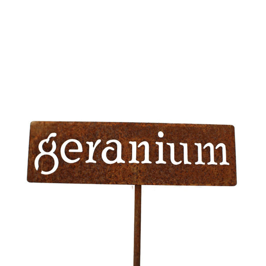 Classic Metal Garden Markers 19 Inches Tall (geranium, Naturally Rusted)-VerdiqueGarden