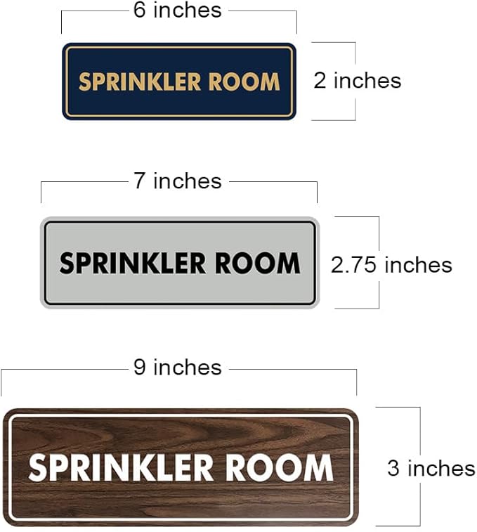 Signs ByLITA Standard Sprinkler Room Sign (Ivory/Dark Brown) - Small 2 Pack-VerdiqueGarden