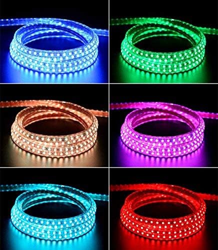5050-60 Type AC 110-120V RGB LED Strip Lights, Flexible/Waterproof/Dimmable/Multi-Colors/Multi-Modes LED Rope Light + 24 Keys Remote for Home/Garden/Building Decoration (164ft/50m, RGB)-VerdiqueGarden