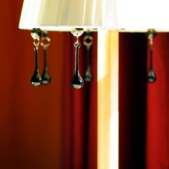 12pcs Raindrop Crystal Chandelier Prisms Parts, 53mm Hanging Crystals Beads for Chandeliers, Home Decoration (Transparent Black)-VerdiqueGarden