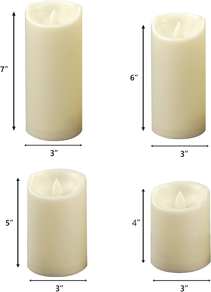 CANDLE CHOICE Waterproof Outdoor Battery Operated Flameless Pillar Candles with Timer White Plastic Realistic Flickering Electric LED Lights for Lantern Garden Wedding Christmas Decorations 9 Pack-VerdiqueGarden