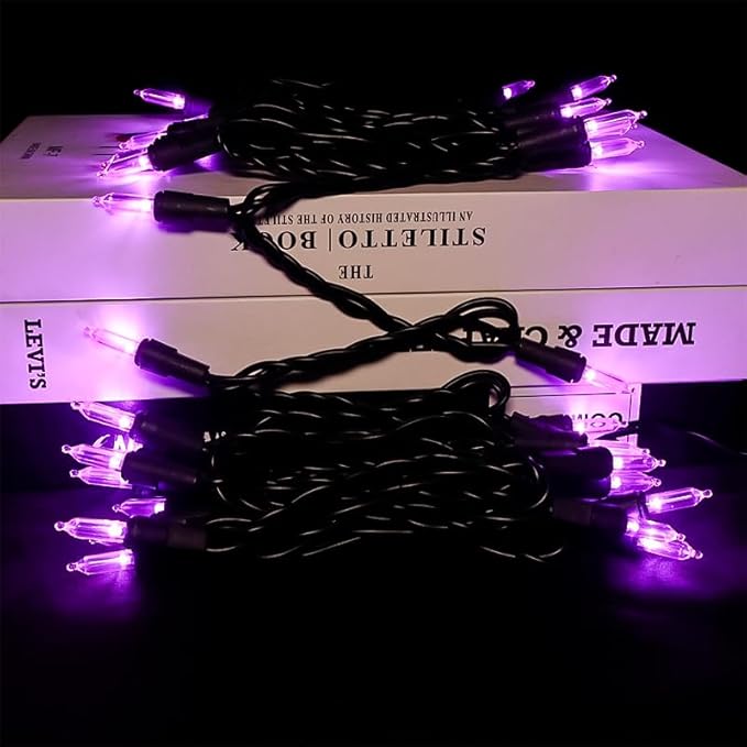 MULTI-SPARKING Purple LED Halloween Lights - 100 Count Purple Christmas String Lights for Tree, Party, Holiday, Indoor and Outdoor Halloween Decorations, 33 Feet Black Wire, UL Certified, Connectable-VerdiqueGarden