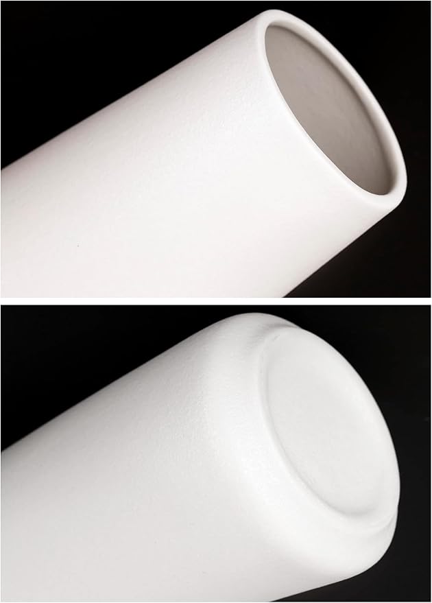 Simple Vase for Flowers Plants, Matte Vases for Modern Table Shelf Home Decor Wedding Boho Decor, 6" H Frosted Elegant Ceramic Vase for Pampas Grass Fluffy Stem Bouquet Lavender Flowers (White, 1)-VerdiqueGarden