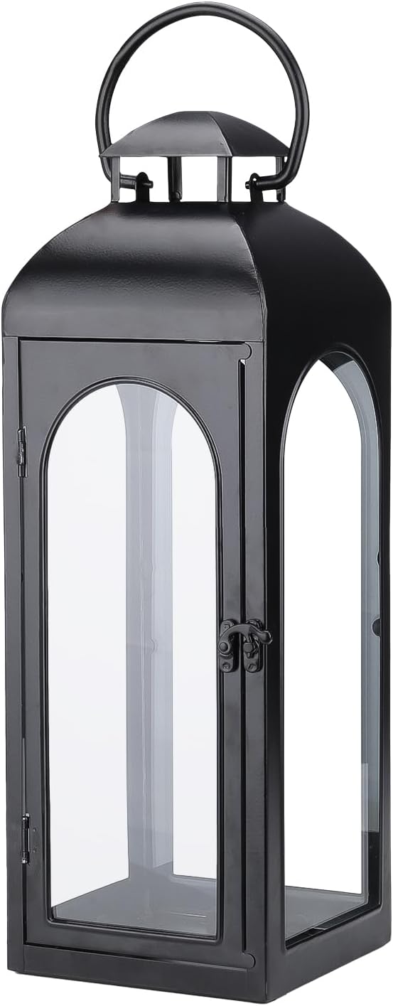 Bdor 20-Inch Metal and Tempered Glass Candle Lantern - Premium Outdoor Lantern, Decorative Lanterns with Handcrafted Design for Patio, Garden & Indoor Decor-VerdiqueGarden