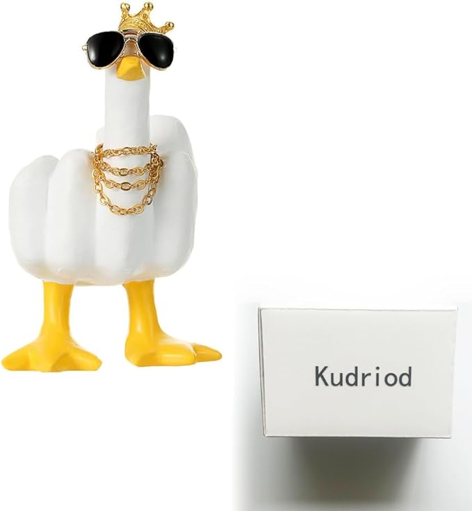 Accddio Middle Finger Duck Decor, Funny Middle Finger Resin Garden Statue, Duck You Cool Fun Gag Gift for Home Office Desk (White)-VerdiqueGarden