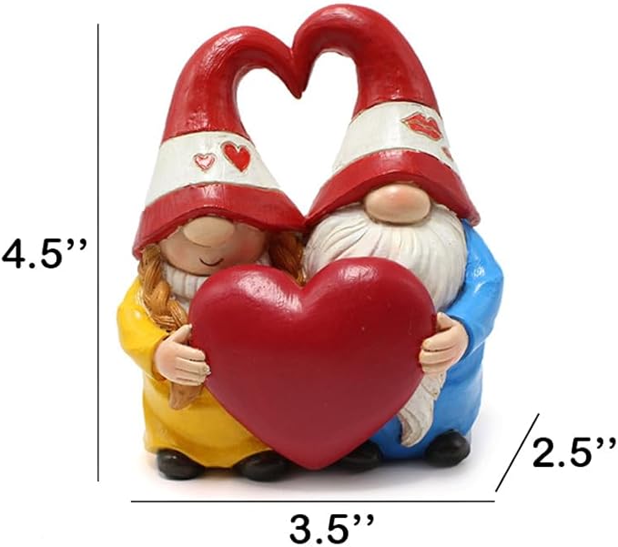 Garden Gnome Outdoor Statues Sweet Couple Gnomes Holding Heart Decor Resin Gnomes Sculptures for Yard Patio Home Lawn Outside Decorations Ornament Housewarming-VerdiqueGarden