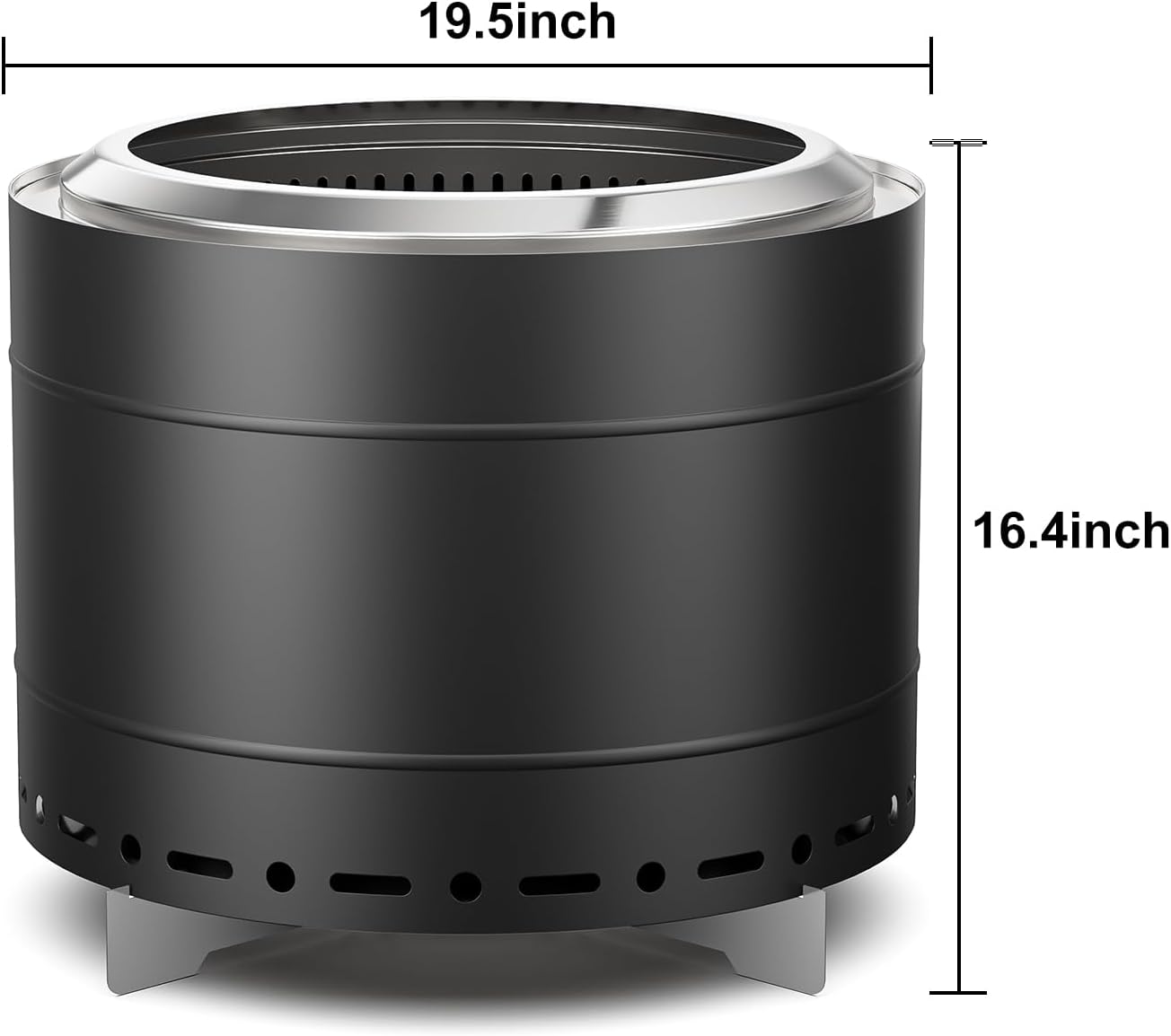 19.5 inch Smokeless Fire Pit with Carry Bag, Stainless Steel Outdoor Smokeless Firepit, Wood Burning Fire Pits for Camping, Bonfire,Low Smoke Firepit for Outside(Black)-VerdiqueGarden