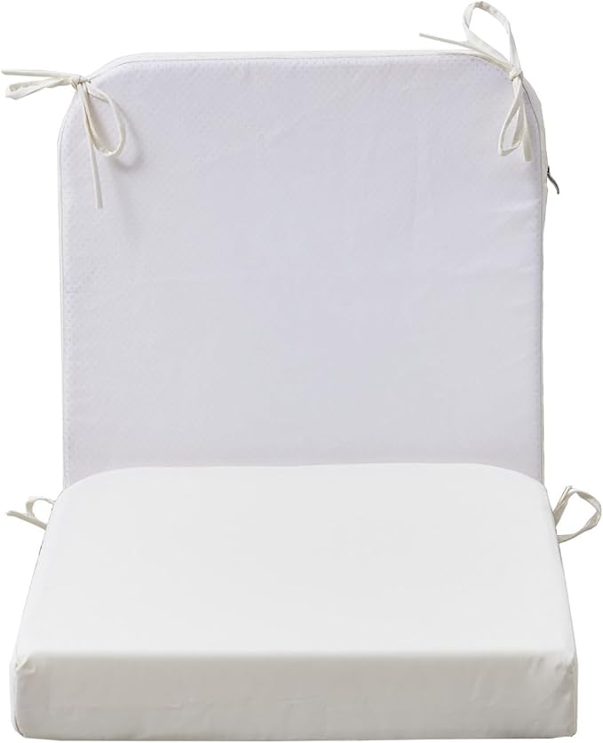 19 x 19 Inch Outdoor Seat Cushions for Patio Furniture with Non Slip and Ties Waterproof & UV Resistant Round Corner Outdoor Chair Cushions Replacement Set of 2, Beige-VerdiqueGarden