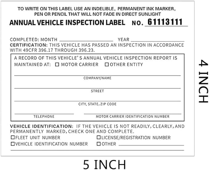 25 Pack 3-Ply Carbonless Annual Vehicle Inspection Report Form with White Interior Inspection Label and Red Exterior Aluminum Inspection Label-VerdiqueGarden