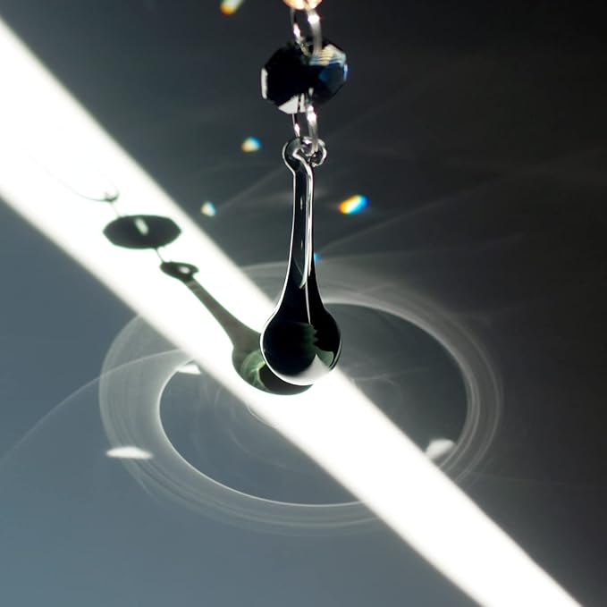 12pcs Raindrop Crystal Chandelier Prisms Parts, 53mm Hanging Crystals Beads for Chandeliers, Home Decoration (Transparent Black)-VerdiqueGarden