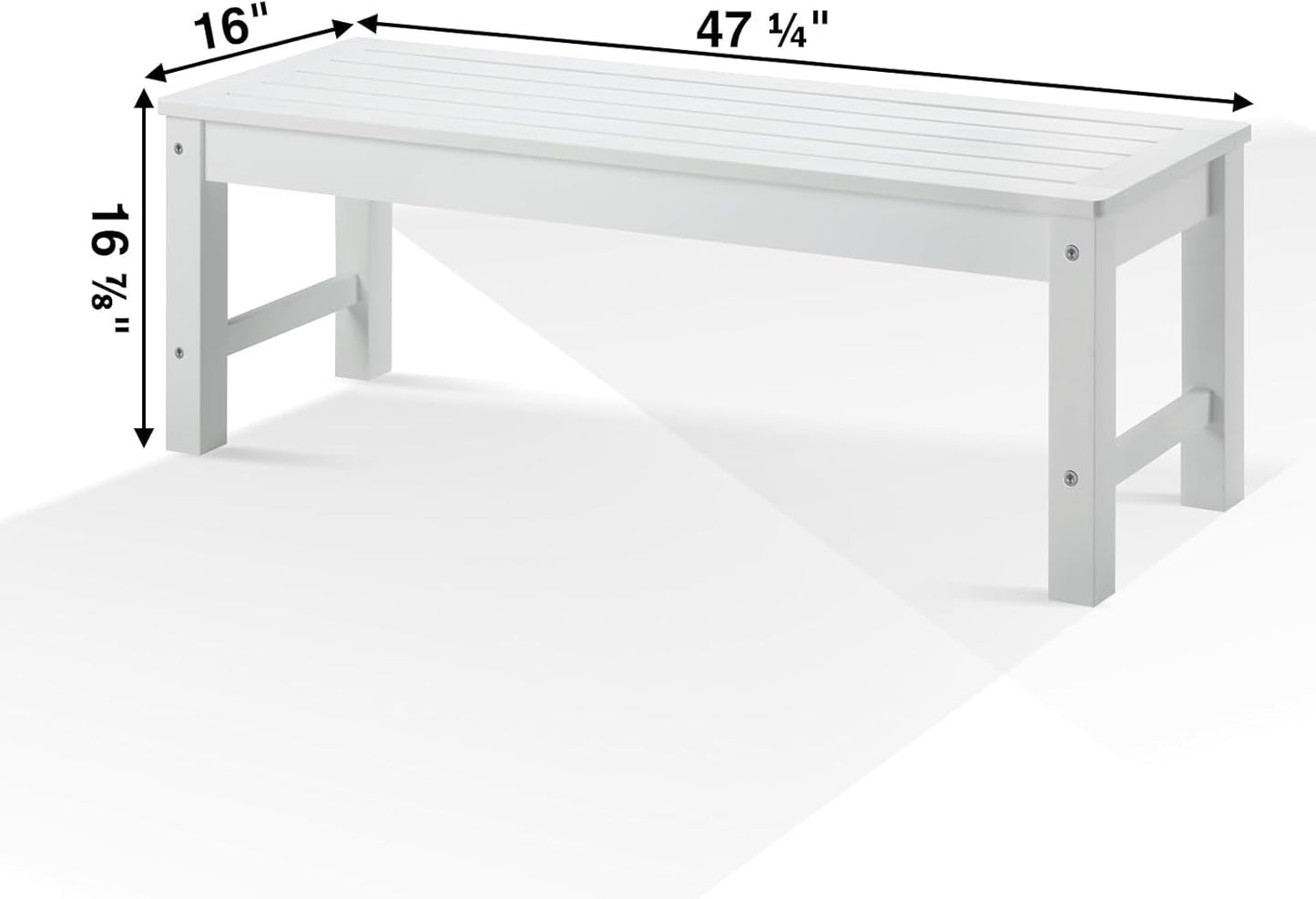 Psilvam Outdoor Bench, Two Person Poly Lumber Porch Bench, Weatherproof Garden Bench That Never Rot and Fade, All-Weather Patio Bench Suit for Garden, Porch, and Park (White)-VerdiqueGarden