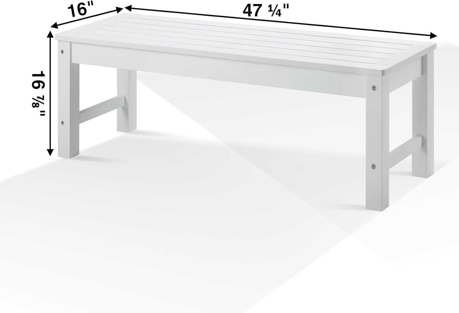 Psilvam Outdoor Bench, Two Person Poly Lumber Porch Bench, Weatherproof Garden Bench That Never Rot and Fade, All-Weather Patio Bench Suit for Garden, Porch, and Park (White)-VerdiqueGarden