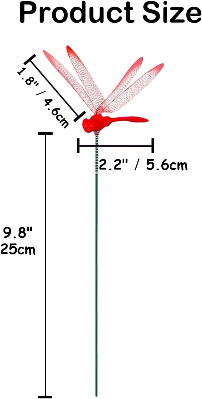 Jongdari 16 Sets Dragonfly Hat Clip Realistic Fake Dragonflies Clip-On Garden Outdoor Decor Stakes Plastic Dragon Fly Clips Plant Decorations for Pots, Includes Pliers & Clips - Small-VerdiqueGarden