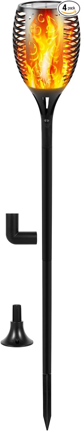 I-SHUNFA 96 LED Outdoor Waterproof Solar Torch Lights with 3 Modes—Flickering Flame, Fade Effect, or Full Brightness! Automatic On/Off Landscape Decorations and Security Lights-VerdiqueGarden