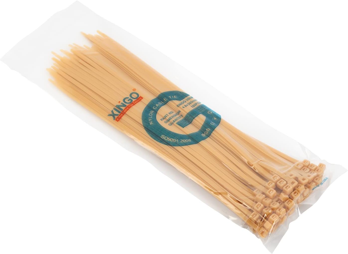 XINGO 100PCS Cable Zip Ties Heavy Duty, Premium Nylon Plastic Wire Ties with 50 Pounds Tensile Strength, Self-Locking Black Nylon Zip Ties for Indoor and Outdoor (12 inch, Gold)-VerdiqueGarden