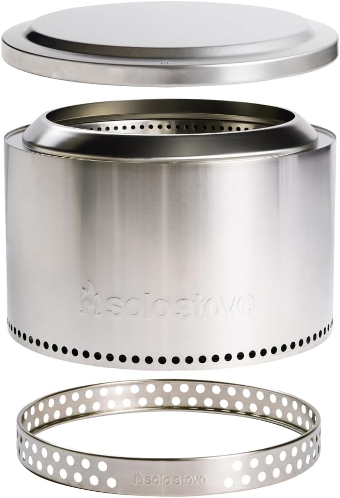 Solo Stove Yukon Essential Bundle | Portable Smokeless Fire Pit Stainless Steel for Wood Burning, Incl. Yukon Fire Pit, Lid and Stand, Diameter: 27in, Height: 19.8in, Weight: 40.35lbs-VerdiqueGarden