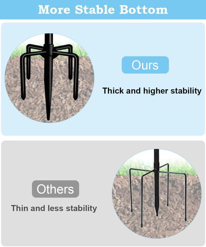 String Light Pole Stand for Outdoor String Lights Hanging, Use for Backyard, Garden, Patio, Party, Festival, Wedding, Picnic, 10FT, Matte, 3 Poles-VerdiqueGarden