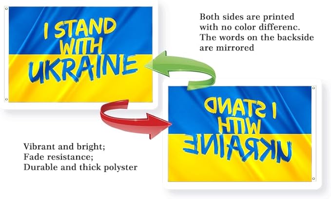 I Stand with Ukraine Flag 3x5FT Ukrainian National Polyester Banner With 2 Grommets Fade Resistant Vivid Color For Patriotic Festival Events Party Decoration-VerdiqueGarden