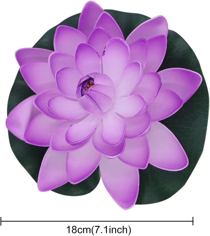FZBNSRKO Artificial Lotus,4PCS 7.1" Inch Floating Foam Lotus Flowers for Pool,Realistic Water Lily Pads for Home Outdoor Patio Pond Wedding Party Decorations,Light Purple-VerdiqueGarden