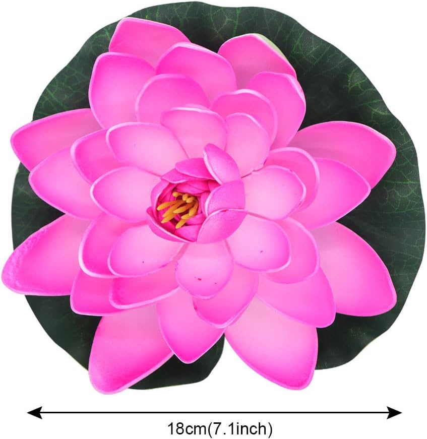 FZBNSRKO Artificial Lotus,4PCS 7.1" Inch Floating Foam Lotus Flowers for Pool,Realistic Water Lily Pads for Home Outdoor Patio Pond Wedding Party Decorations,Water Pink-VerdiqueGarden