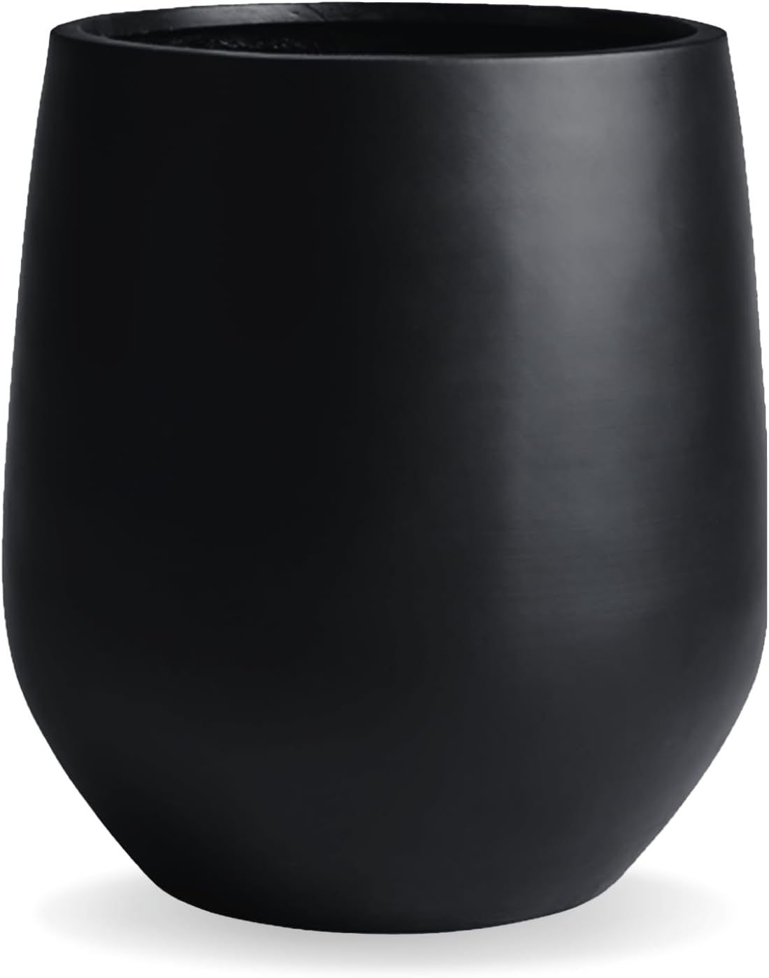 21" H x 19" D Corso Fiberstone Round Planter with Drainage Hole, Smooth Finishes, Weather Resistant for Indoor and Outdoor Use, Included 2 Extra Coco Mats (Black, 15" Pot Opening)-VerdiqueGarden