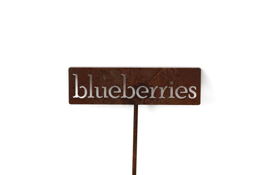 Classic Metal Garden Markers 19 Inches Tall (blueberries, Naturally Rusted)-VerdiqueGarden