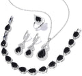 Classic Jewelry Set—Perfect for Weddings, Galas, and Everyday Wear—Includes Bracelet, Ring, Pendant Earrings, and Necklace ，Birthday Gift for Mother/Wife/Sister/Best Friend