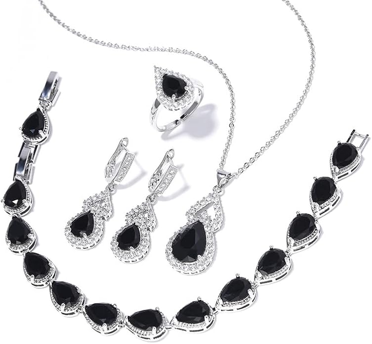 Classic Jewelry Set—Perfect for Weddings, Galas, and Everyday Wear—Includes Bracelet, Ring, Pendant Earrings, and Necklace ，Birthday Gift for Mother/Wife/Sister/Best Friend