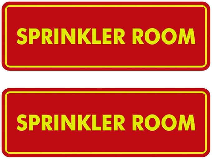 Signs ByLITA Standard Sprinkler Room Sign (Red/Yellow) - Small 2 Pack-VerdiqueGarden