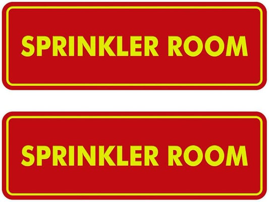 Signs ByLITA Standard Sprinkler Room Sign (Red/Yellow) - Large 2 Pack-VerdiqueGarden