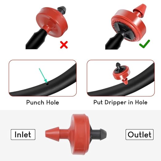 0.5 GPH Pressure Compensating Junior (PCJ) with Barb Outlet Dripper Emitters (100)-VerdiqueGarden