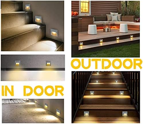 4Pack 3W LED Recessed Light120V Step Lights Warm White 3000K IP65 Waterproof Recessed Wall Light Staircase Light lamp, Inside Outside Garden Balcony Corridor, Aluminum,Grey-VerdiqueGarden