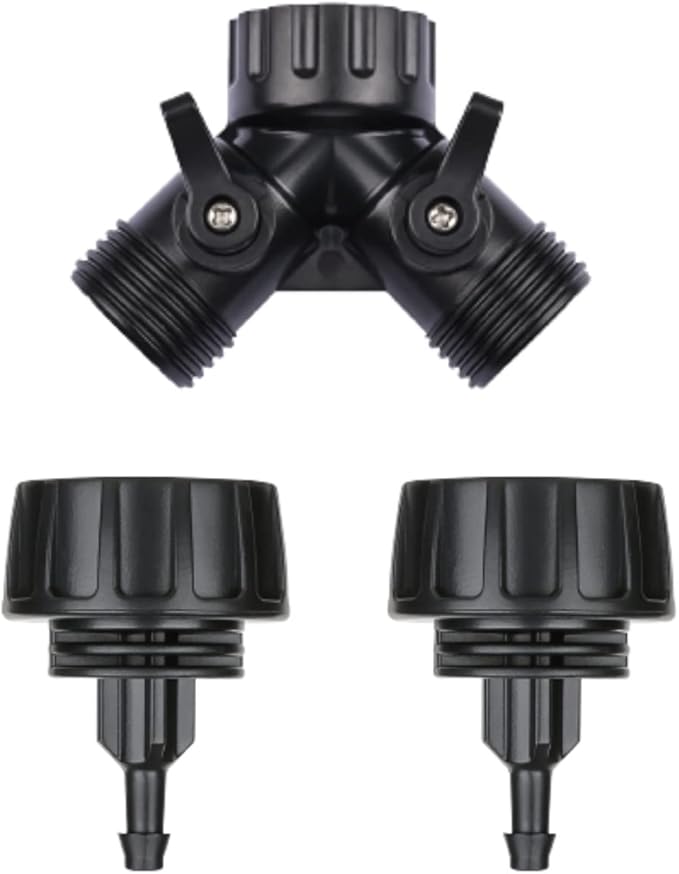 1/4 Inch Drip Irrigation Tubing Fitting to Faucet Adapter Connector, 2 Way Y Splitter for 3/4" Inch Garden Hose to 1/4 Inch Drip Irrigation Hose-VerdiqueGarden