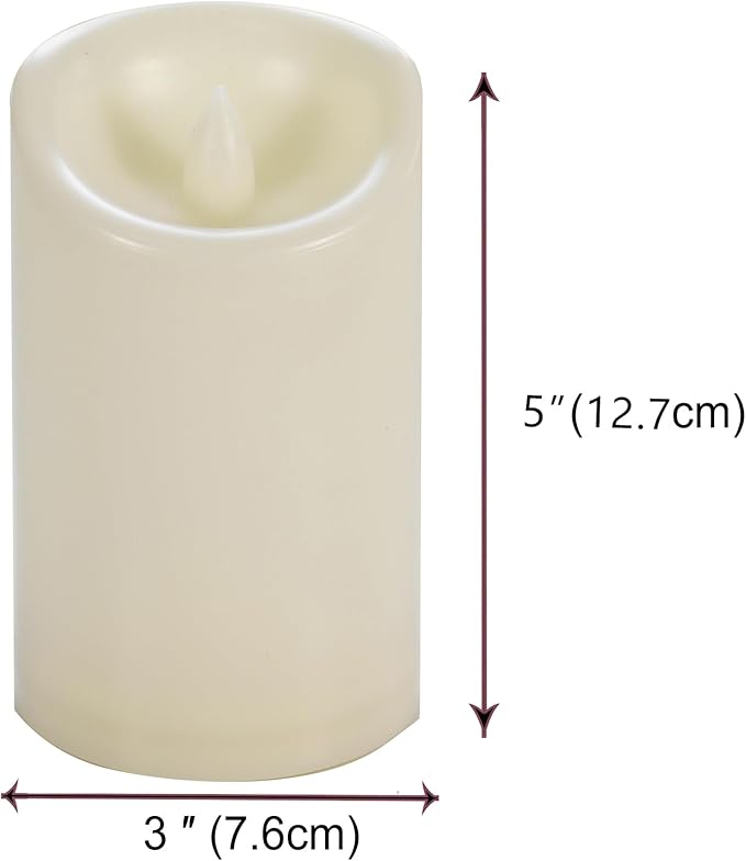 CANDLE CHOICE Waterproof Outdoor Battery Operated Flameless Candles with Timer Flickering Plastic Resin Electric LED Pillar Lights for Lantern Patio Garden Wedding Party Decorations 3x5 Inches 2 Pack-VerdiqueGarden