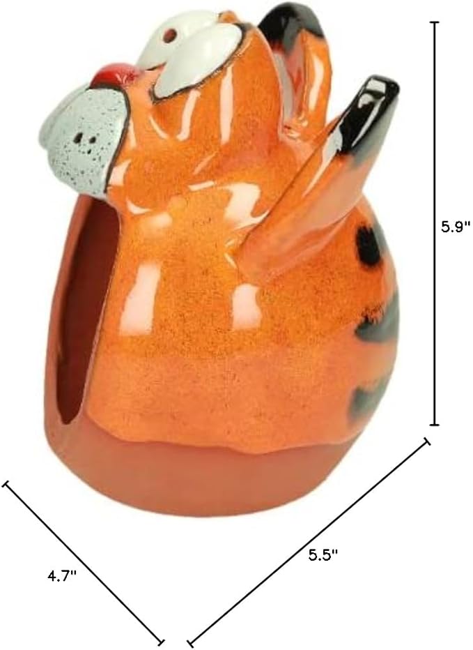 Ceramic Garden Decor - Cat Lawn Stake - Bird Feeder - Outdoor Statue - Perfect, Unique Gifts for Gardeners Woman, Men - Handmade, Frostproof-VerdiqueGarden