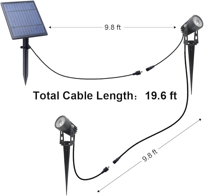 APONUO Metal Solar Spot Lights Outdoor with 9.8ft Cable Solar Powered Landscape Lighting Low Voltage IP65 Waterproof Auto On/Off for Outside Garden Yard Landscape Pathway Garage-Warm White(2-in-1)-VerdiqueGarden