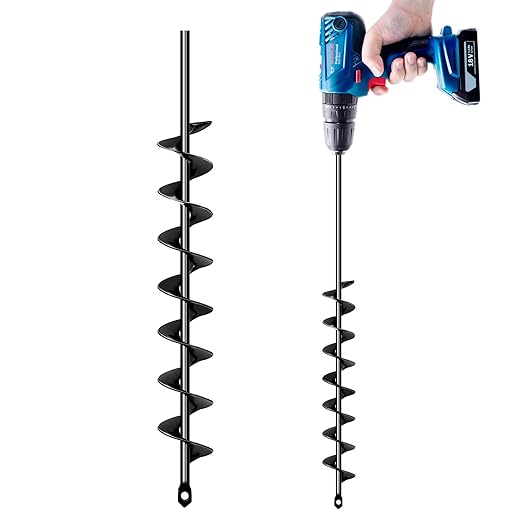 32" x 2" Extended Length Auger Drill Bit for Planting Bulb & Bedding Plant Auger, Garden Plant Auger, No Need to Squat Post Hole Digger for 3/8" Hex Drive Drill, Earth Auger Bulb Planter Tool-VerdiqueGarden