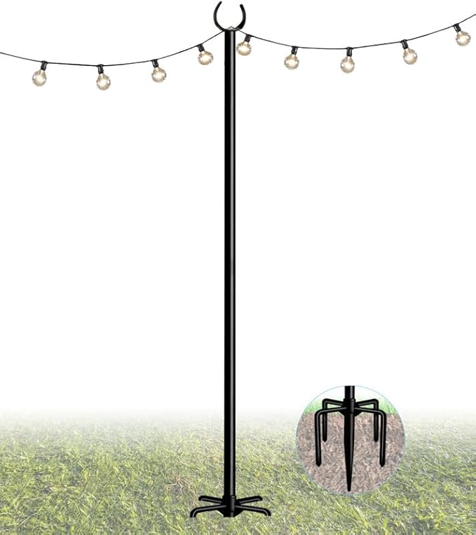 String Light Pole Stand for Outdoor String Lights Hanging, Use for Backyard, Garden, Patio, Party, Festival, Wedding, Picnic, 10FT, Matte, 1 Pole-VerdiqueGarden