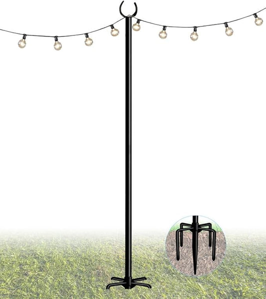 String Light Pole Stand for Outdoor String Lights Hanging, Use for Backyard, Garden, Patio, Party, Festival, Wedding, Picnic, 10FT, Matte, 1 Pole-VerdiqueGarden