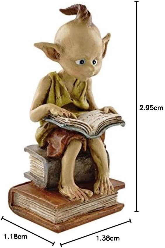 Top Collection Miniature Fairy Garden and Terrarium Statue, Garden Pixie Elf Reading Book-VerdiqueGarden