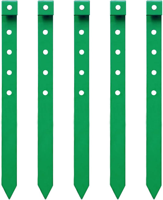 24Pcs Metal Garden Landscape Edging Stakes Green,10in anchoring Stakes Landscape Anchoring Spikes for Terrace Board, Garden Liner, Landscape Edging Coil,Bender Board,Grass Barrier-VerdiqueGarden