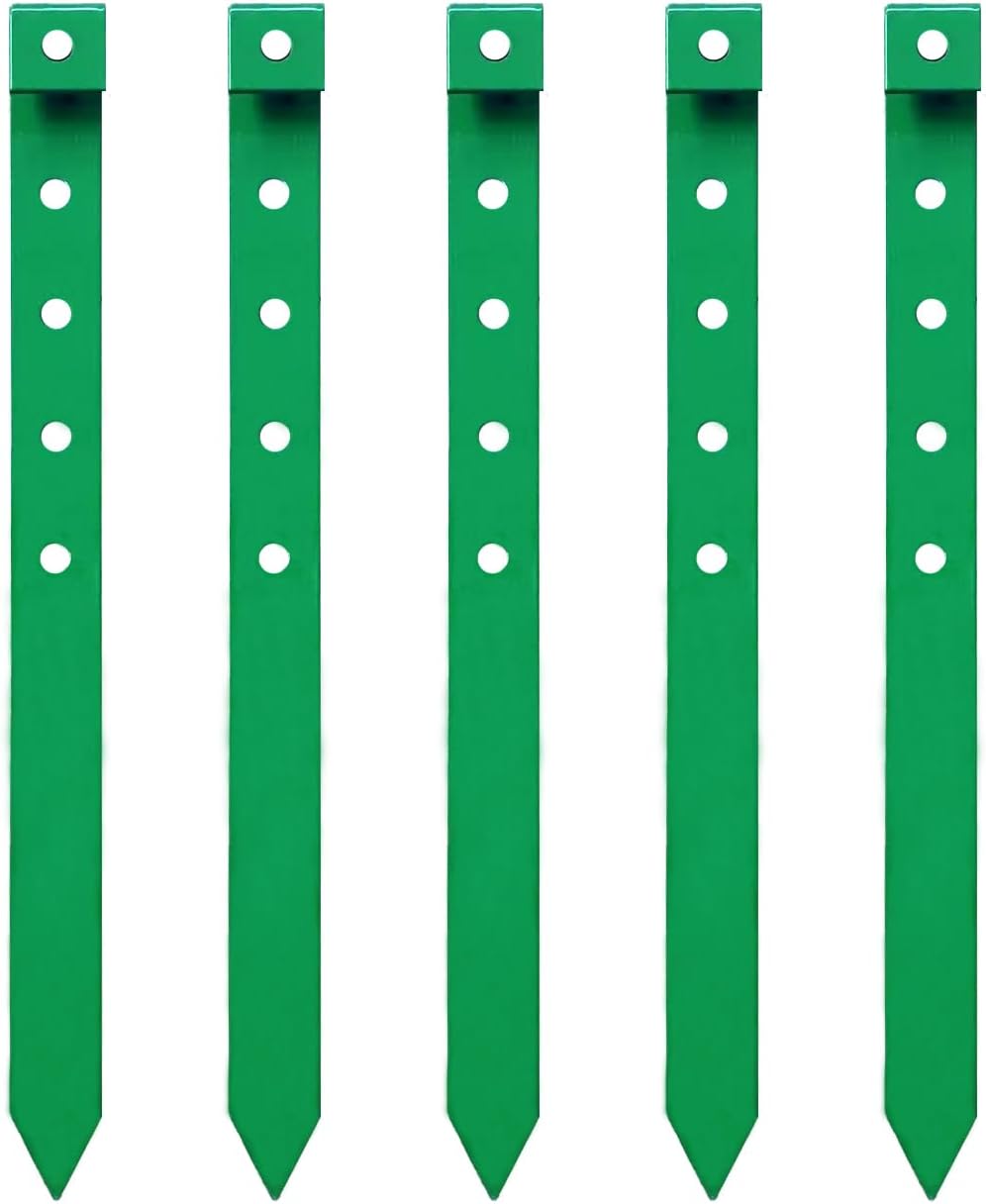 60Pcs Metal Garden Landscape Edging Stakes, Green,10in anchoring Stakes Landscape Anchoring Spikes for Terrace Board,Garden Liner, Landscape Edging Coil,Bender Board,Grass Barrier-VerdiqueGarden