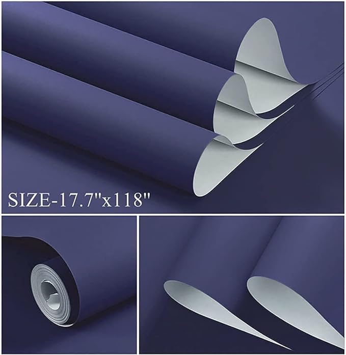 Dimoon 236''x17.7'' Blue Peel and Stick Wallpaper Contact Paper Modern Self Adhesive Wall Paper Removable Renter Friendly Textured Solid Color Shelf Cabinet Vinyl Roll (236''x17.7'',Tibetan Blue)-VerdiqueGarden