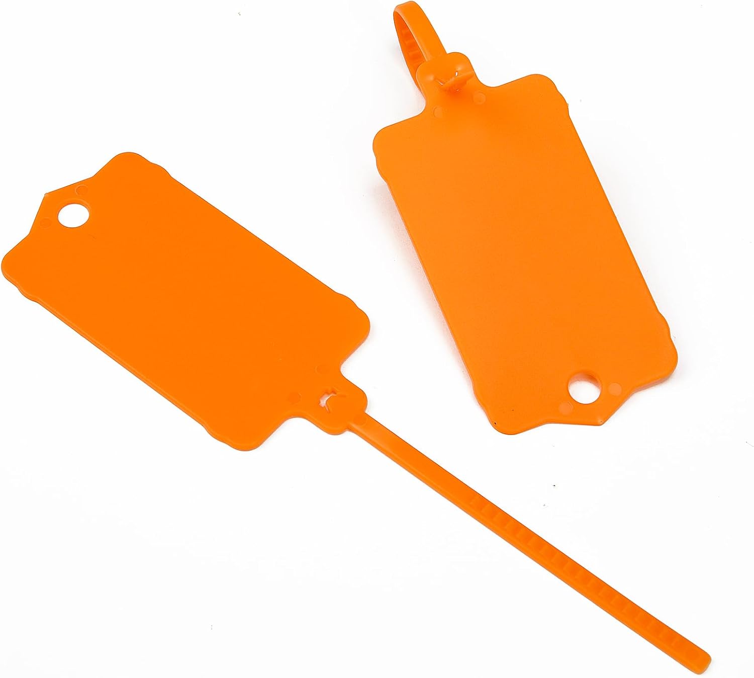 100pcs Blank Plastic Tags for Labeling Reusable Hanging Tags Ties Key Tag Storage Labels Waterproof Plastic Mark Label Writable Hang Sign with One Marker Pen (Orange)-VerdiqueGarden