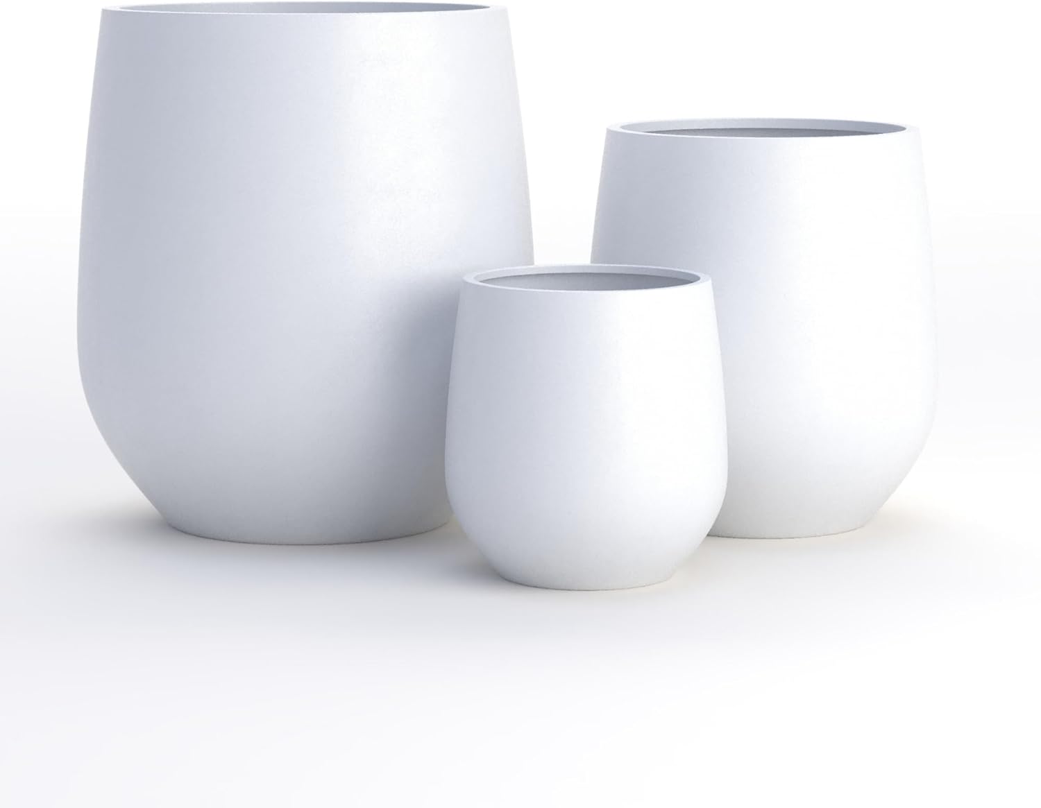 DTY Signature Mount Wilson Lightweight and Durable Modern Fiberstone Tapered Planter for Indoor Outdoor Drainage Hole & Rubber Plug Weather Resistant, 11.8" H x 11" Dia, 8" Opening - Small, White-VerdiqueGarden