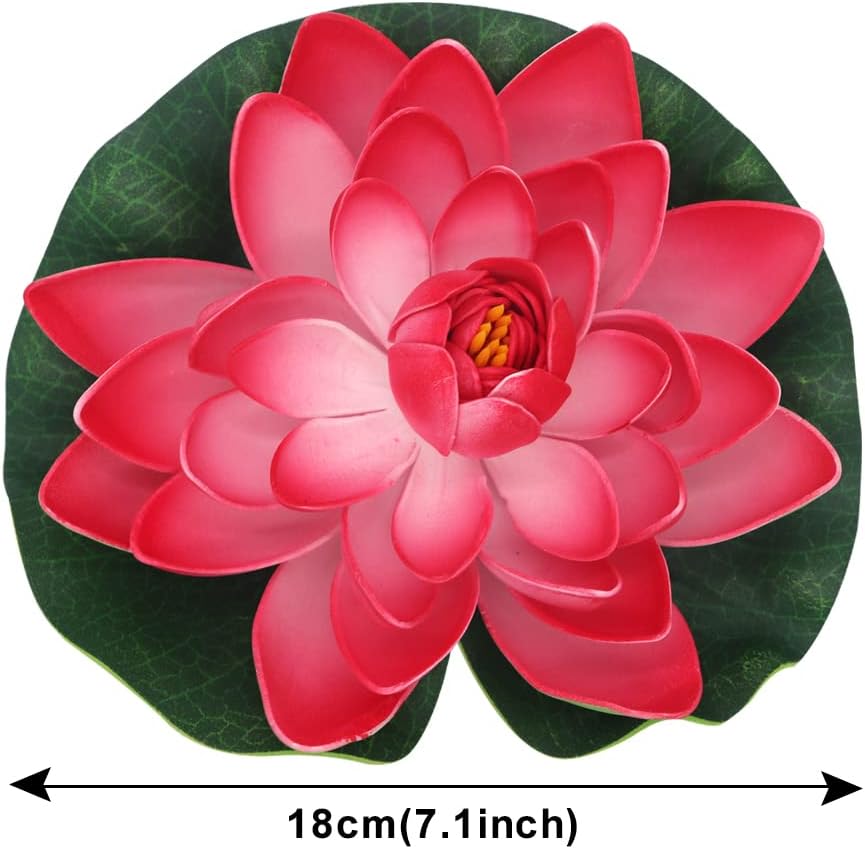 FZBNSRKO Artificial Lotus,4PCS 7.1" Inch Floating Foam Lotus Flowers for Pool,Realistic Water Lily Pads for Home Outdoor Patio Pond Wedding Party Decorations,Peach Red-VerdiqueGarden