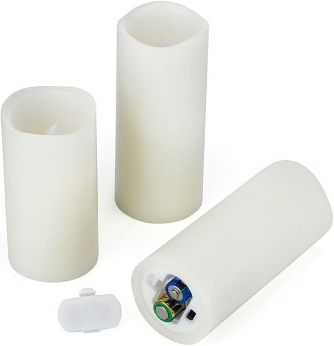 Flameless Flickering Battery Operated Candles 4" 5" 6" 7" 8" 9" Set of 9 Ivory Real Wax Pillar LED Candles with 10-Key Remote and Cycling 24 Hours Timer (Ivory)-VerdiqueGarden