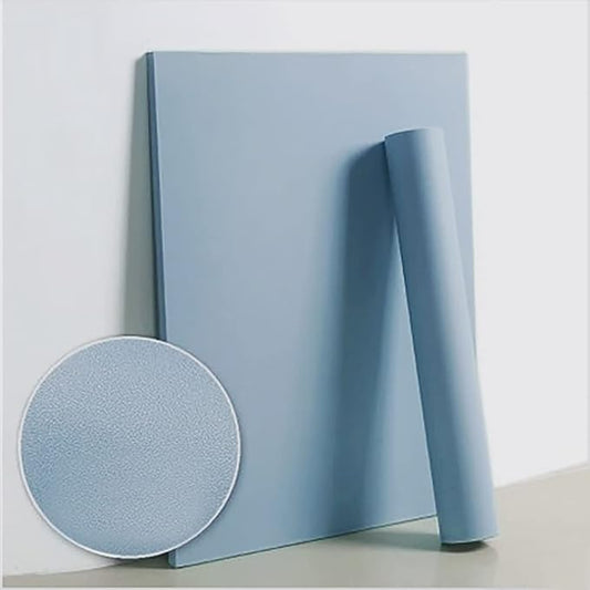 Dimoon 236''x17.7'' Blue Peel and Stick Wallpaper Contact Paper Modern Self Adhesive Wall Paper Removable Renter Friendly Textured Solid Color Shelf Cabinet Vinyl Roll (236''x17.7'',Light Grey Blue)-VerdiqueGarden